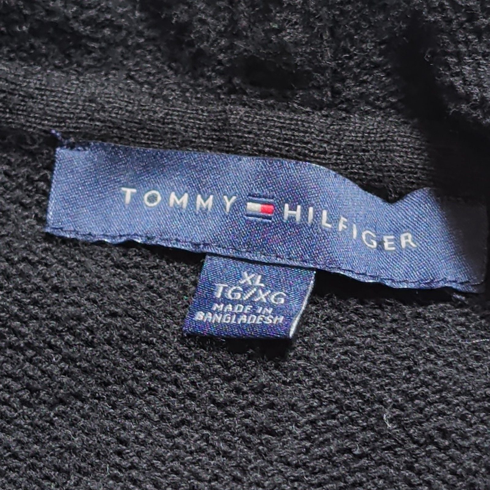Tommy Hilfiger Hooded Sweater Dress XL Black Red White Striped Short Sleeve Knit 13