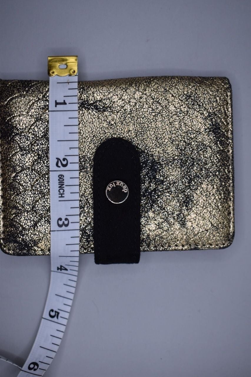 Deux Lux Metallic Gold Snakeskin Small Bifold Wallet with Snap Closure 6
