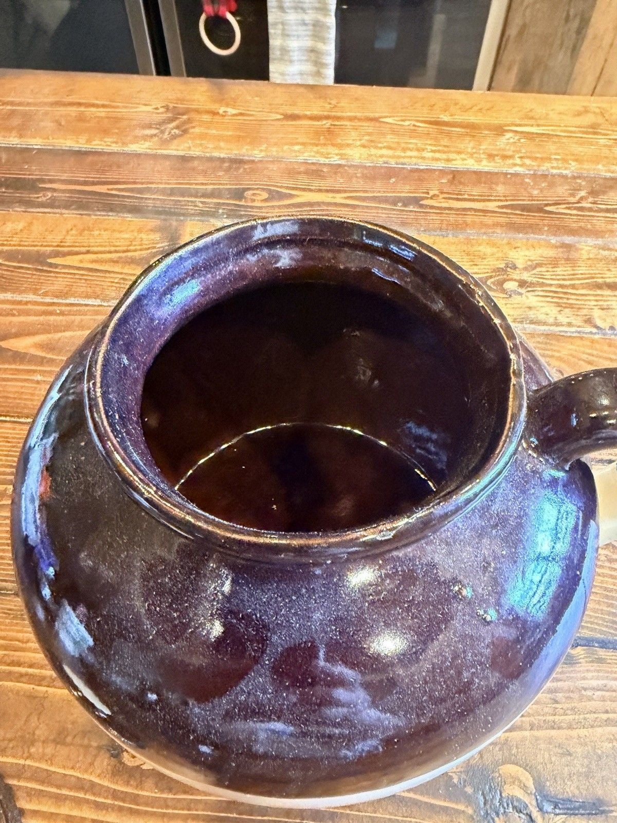 Vtg RRP Co Roseville Ohio 121 Stoneware Bean Pot Crock Two Tone Brown Cream Lid 5