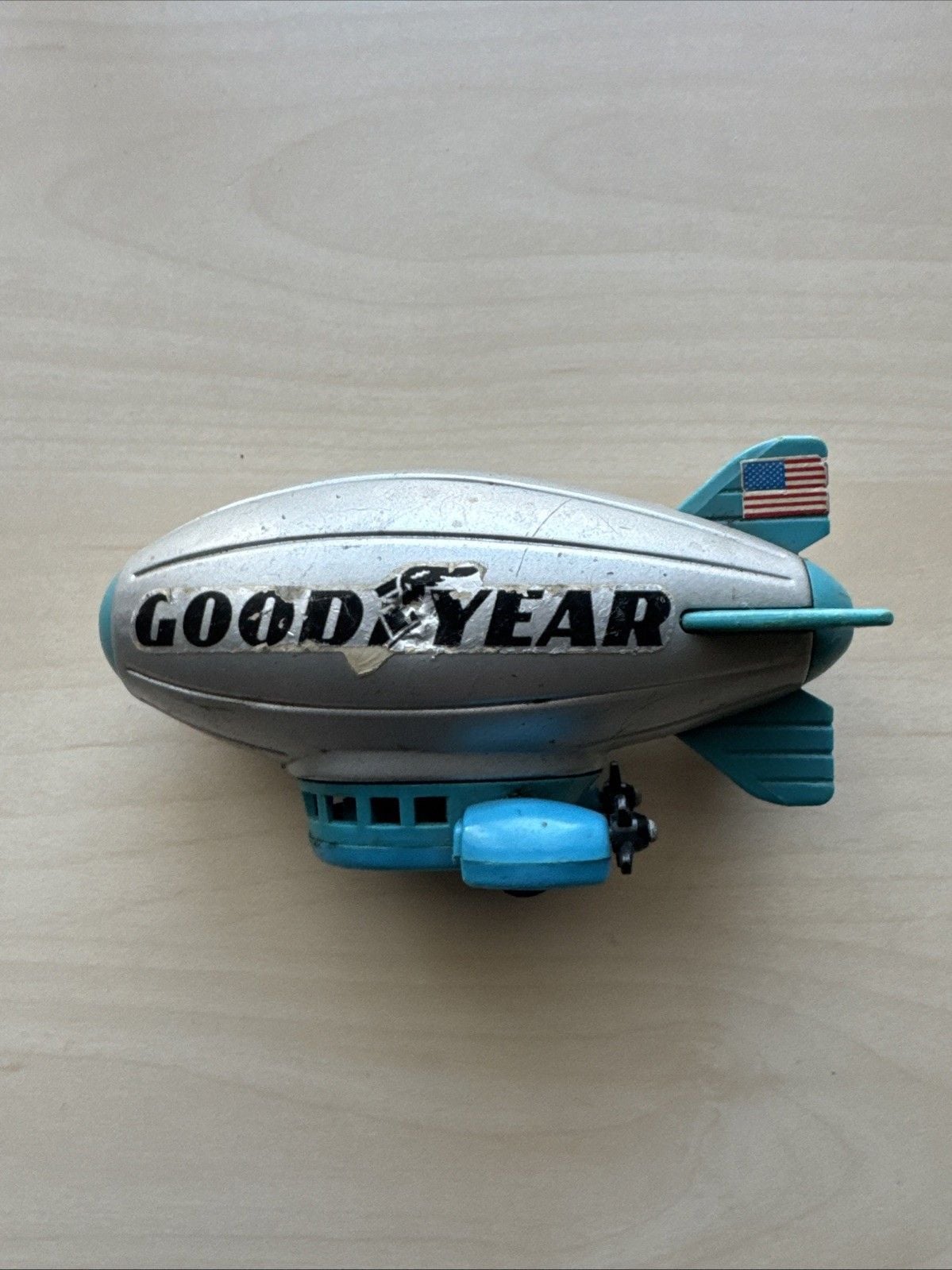 Vintage Buddy L Goodyear Blimp Silver & Blue, Made In Japan 7