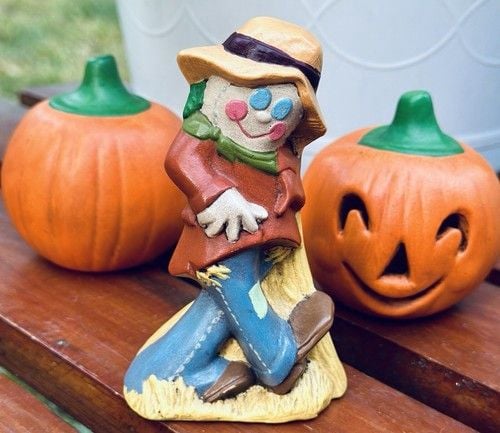 Vintage Halloween Kitschy Hand Painted Ceramic Figurines Spooky Season Set Of 4 15