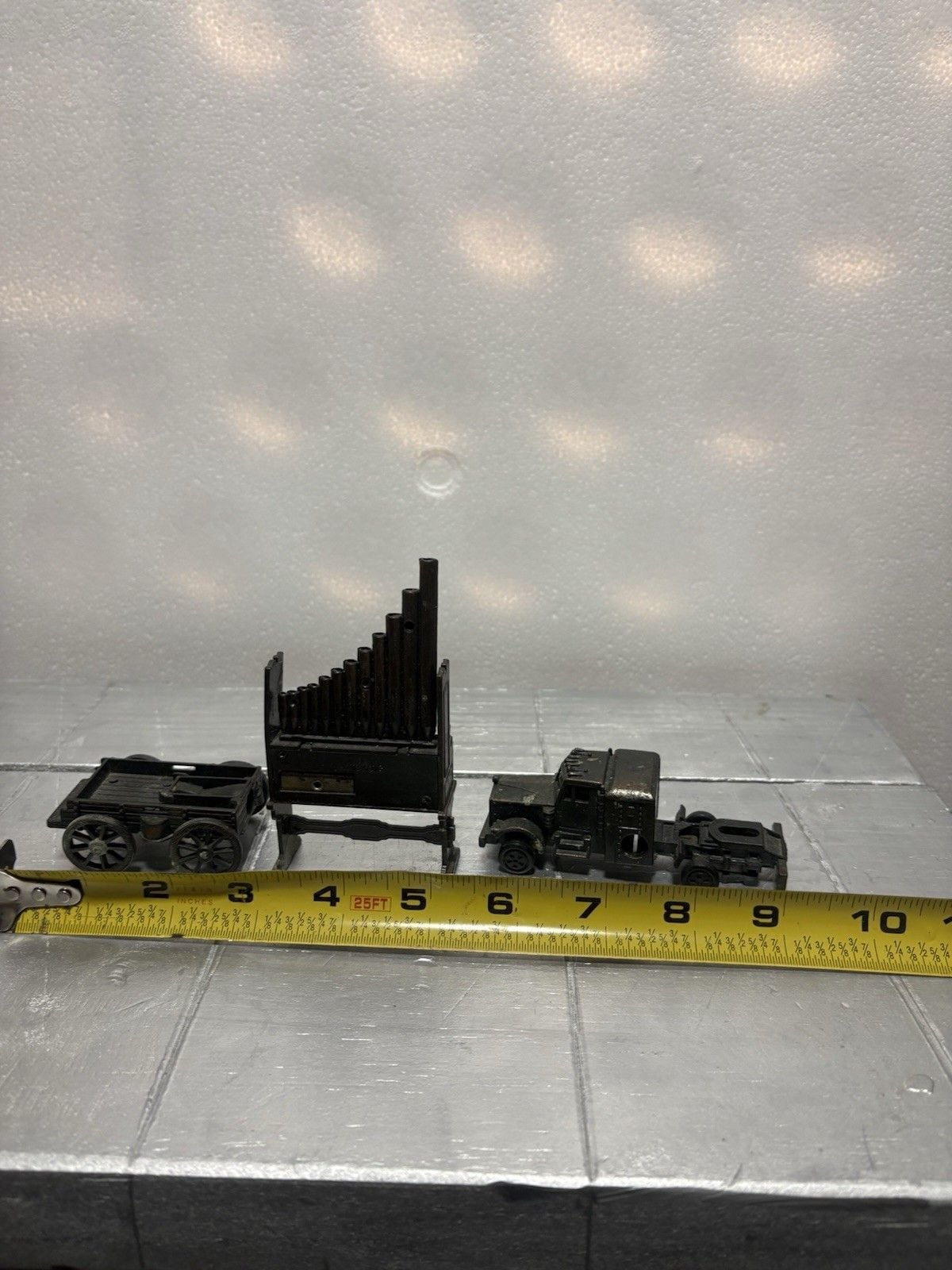Lot of 3 Vintage Die Cast Metal Pencil Sharpeners Organ Wagon Semi Truck 7