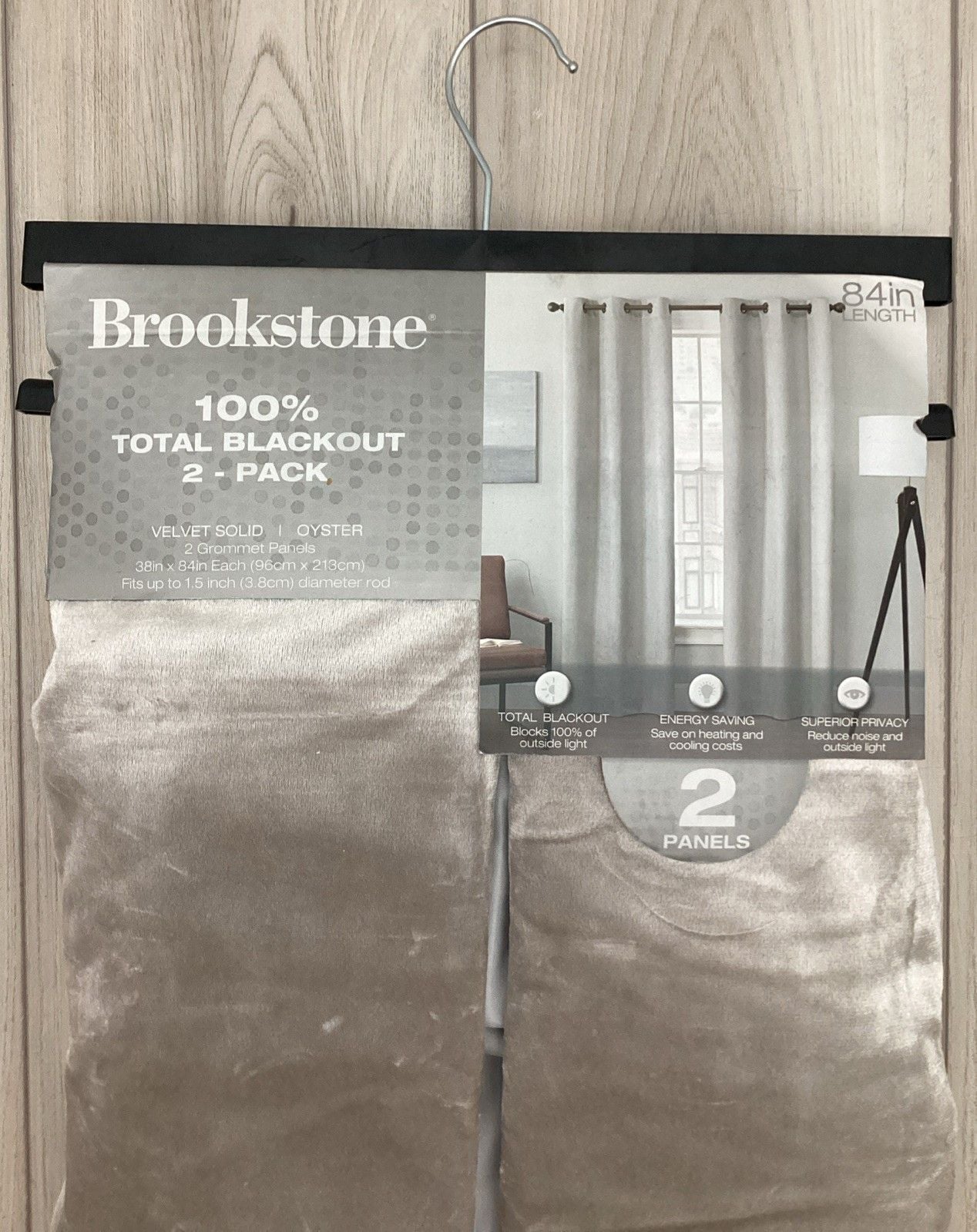 Brookstone 100% Total Blackout 2-Pack Grommet Panels Velvet “Oyster” 38”x84” NWT 2