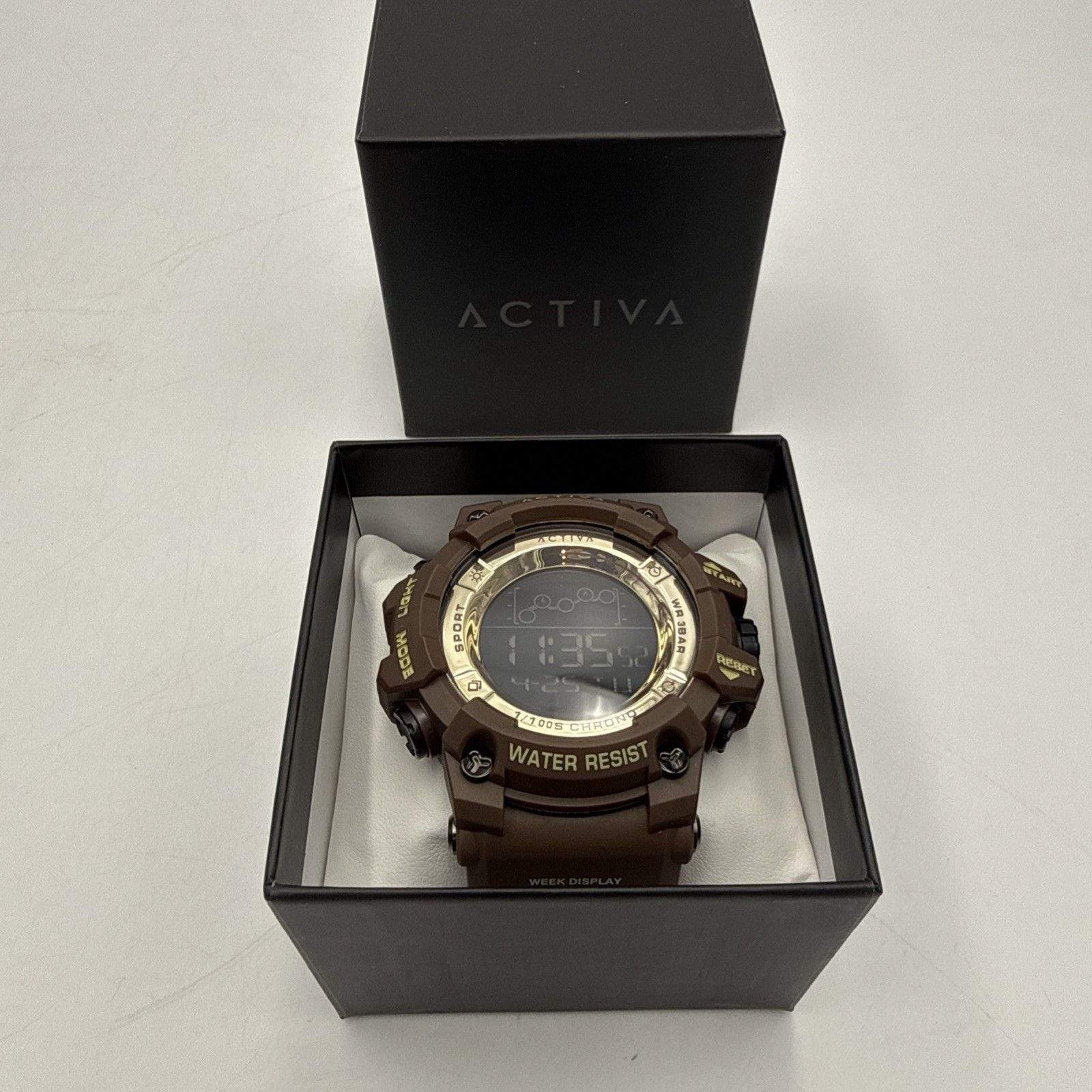 Activa x Invicta ACW8082-034 Digital Watch 50mm Brown Silicone Band New In Box 15