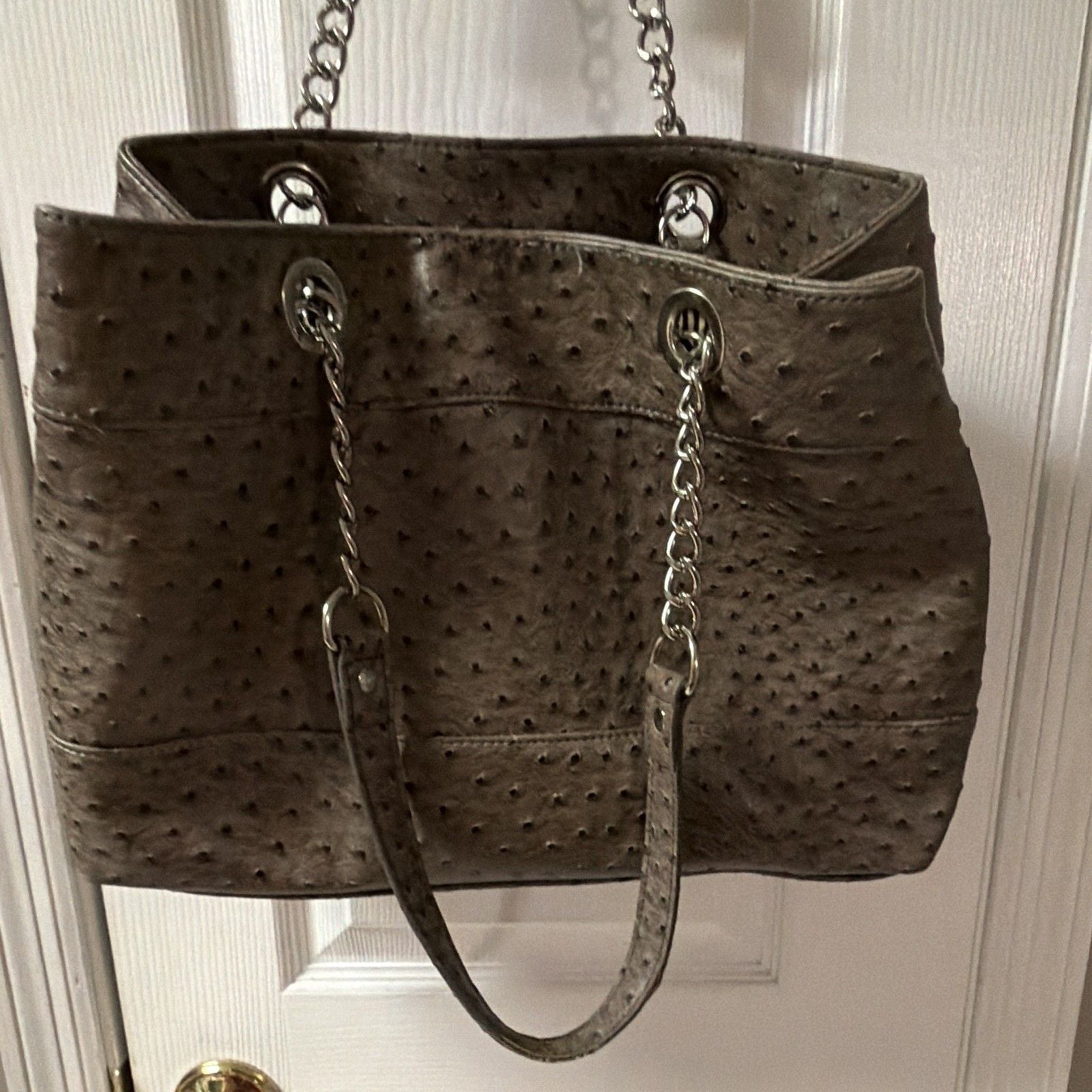 Kelly & Katie Tan Faux Ostrich Leather Shoulder Bag Purse Tote - NWOT 9