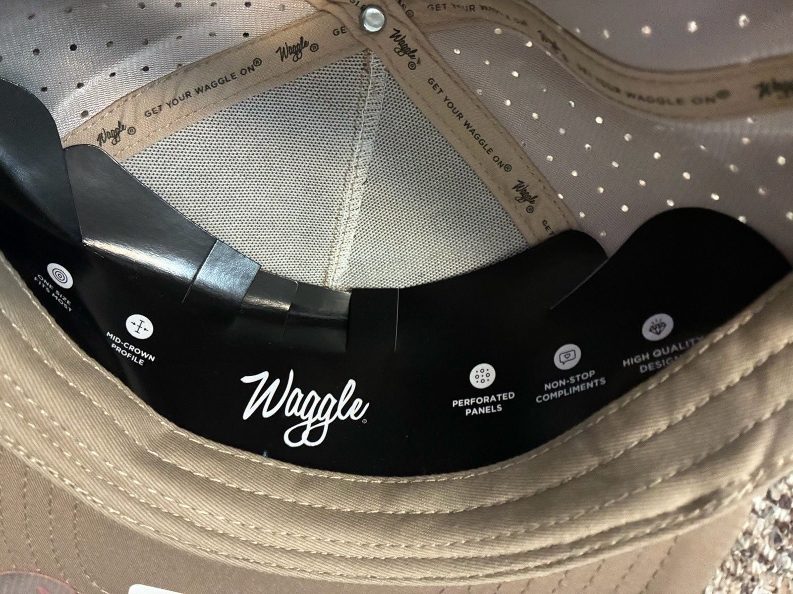 Waggle Golf Highlander Bull Cow Snapback Vented Cap Hat Tan NWT  adjustable  7