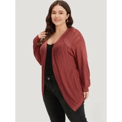 Plus Size 22 24 3x BloomChic Geometric Plisse Loose Open Front Cardigan shrug 6