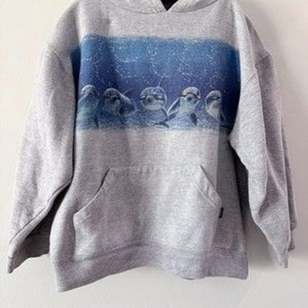 Vintage Exist Sports Line Kids Gray Hoodie Made In Usa Dolphins VTG