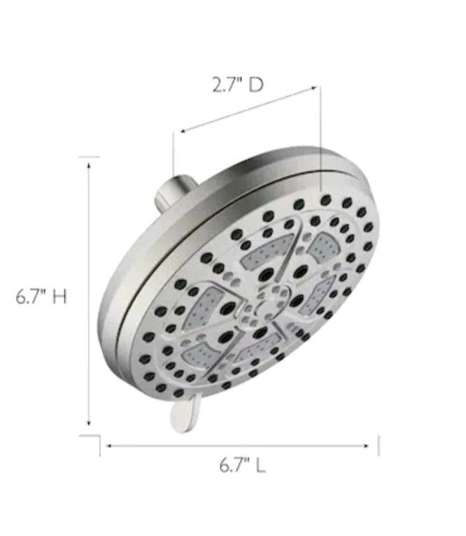Jacuzzi Therapro J6-10S 6.7" 6-Function Shower Head Satin Nickel High Pressure 5