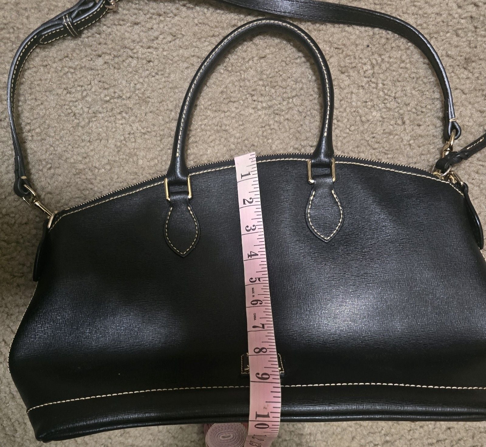 Dooney & Bourke Large Domed Leather Satchel Zip Detachable Strap Lucca Bag Purse 9