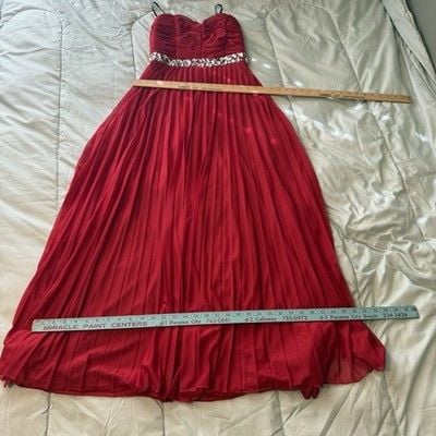 Xtraordinary Strapless Red Dress with Embellished Waist 7