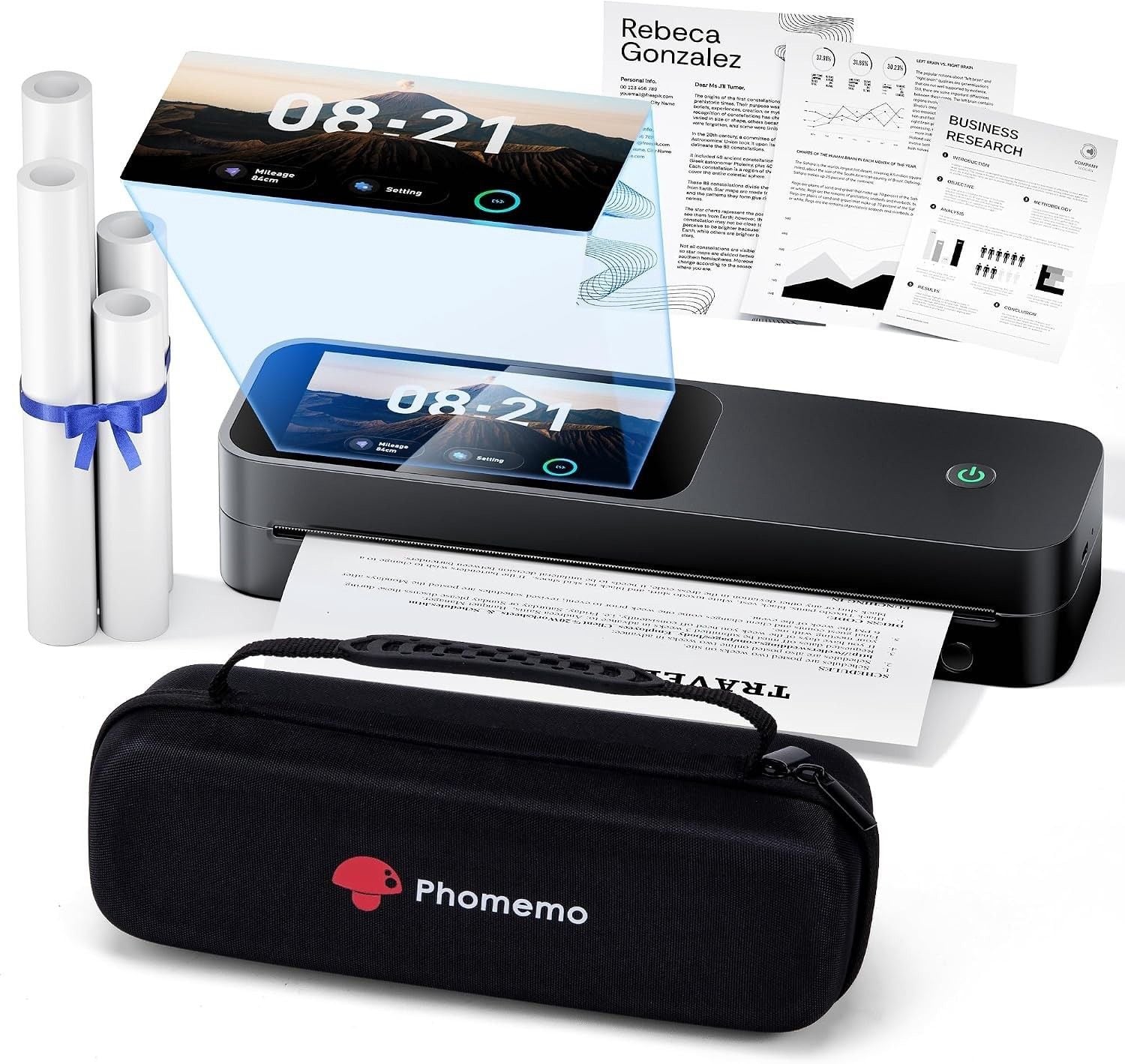 Phomemo M85 Touchscreen Portable Printers Wireless for Travel Small, Black 1