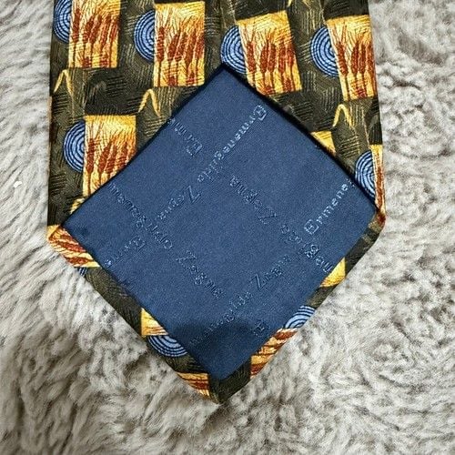 Ermenegildo Zegna Vintage Mens Tie 100% SILK 90's YELLOW Flower 3