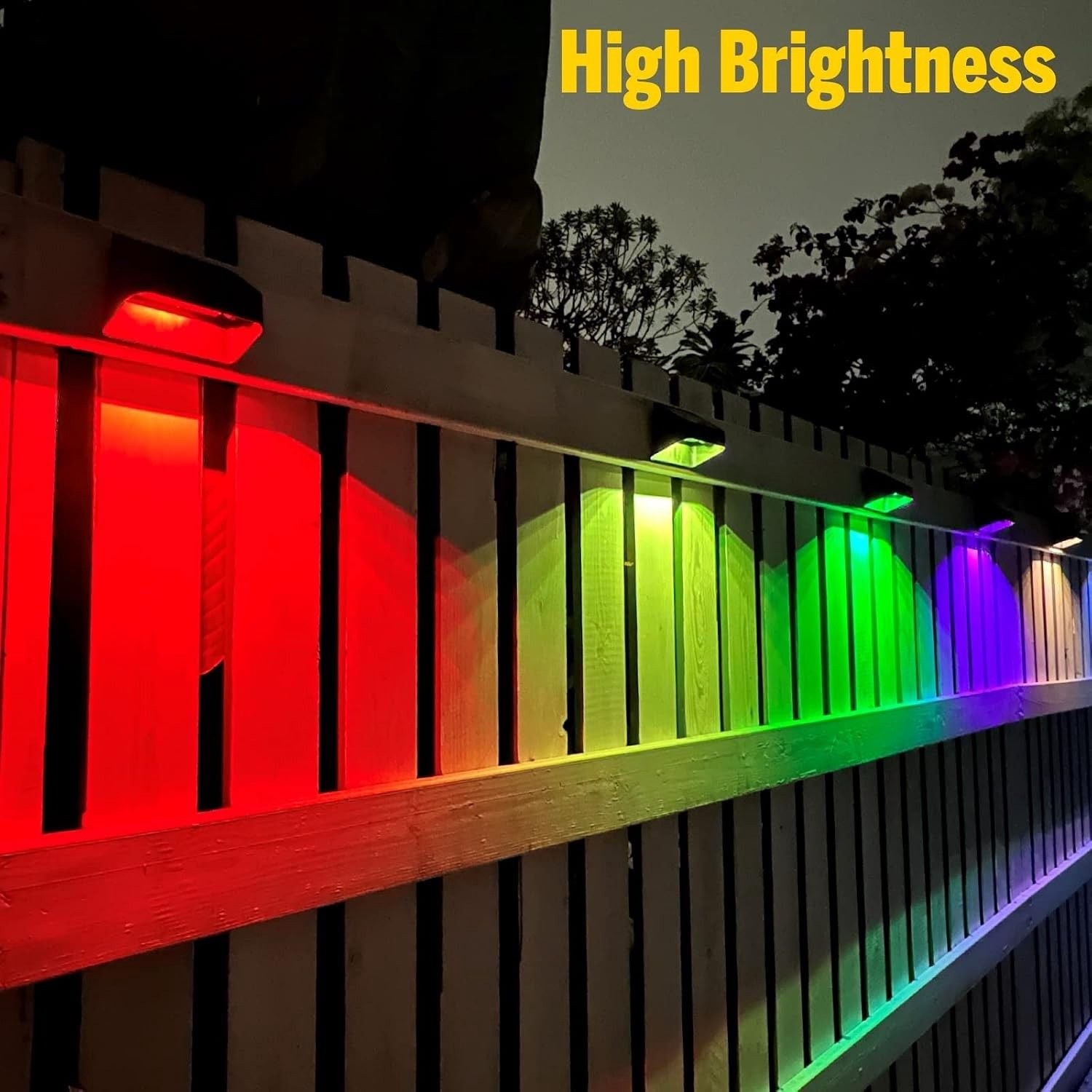 Brighter Solar Fence Lights,Solar Lights Outdoor Waterproof,Warm White and RGB 8 2