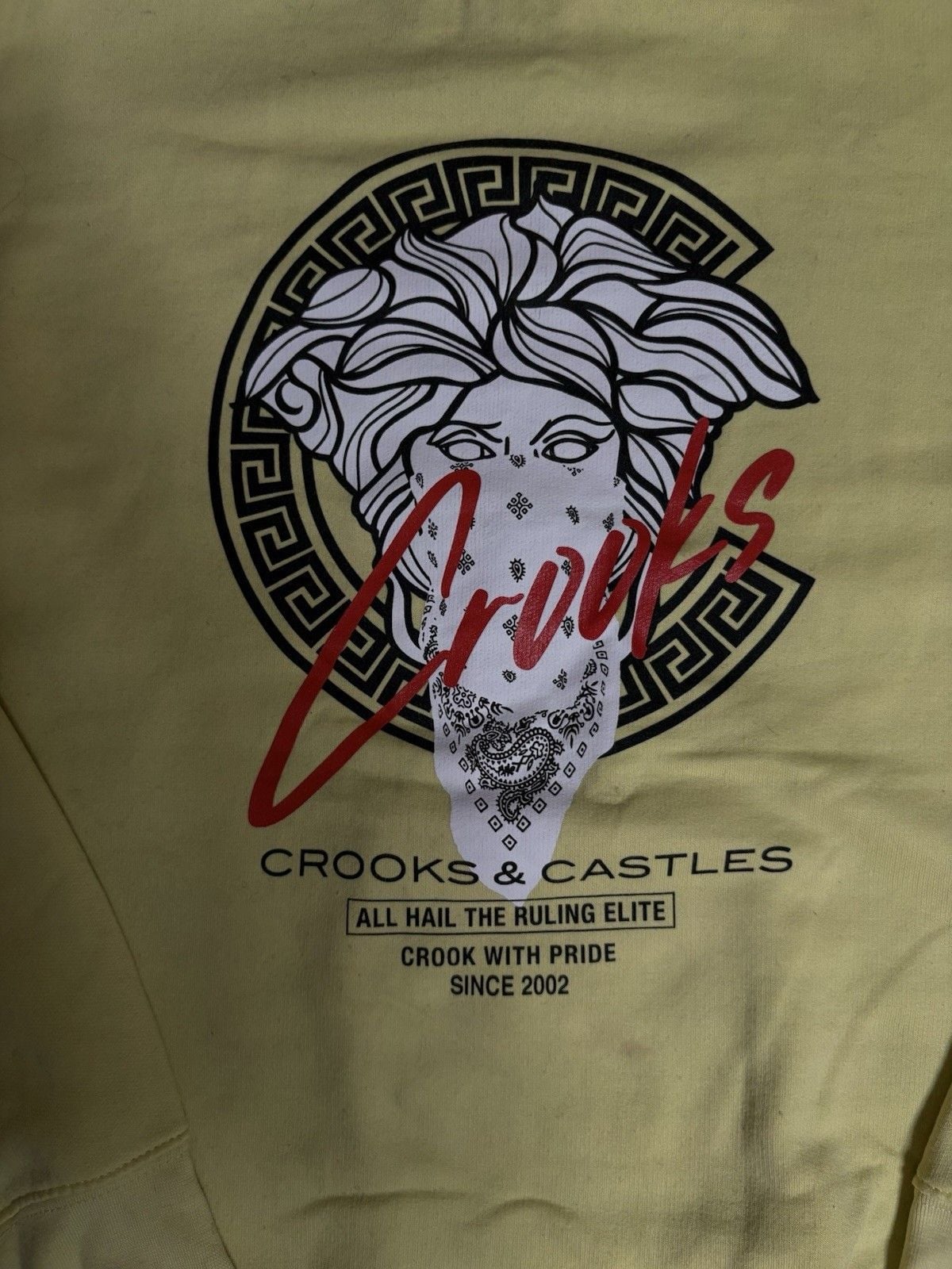 Rare Crooks & Castles Medusa Sweatshirt Yellow Crewneck Mens Size Large 3