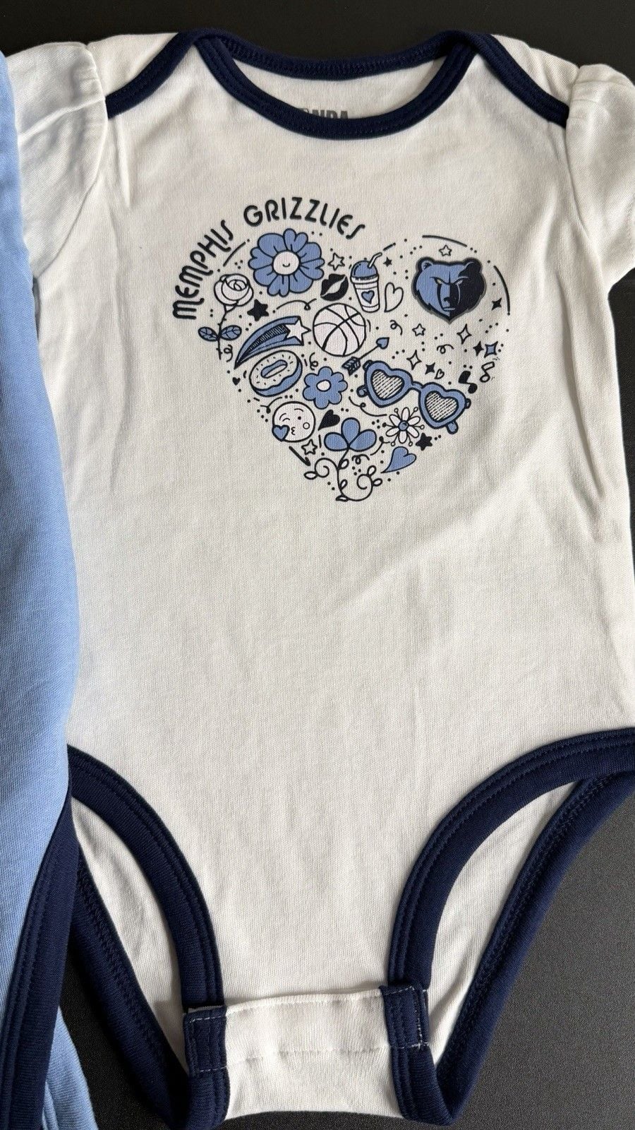 NBA Memphis Grizzlies Baby Bodysuit Shirt Set of 3 Blue/White 18M NWOT 7