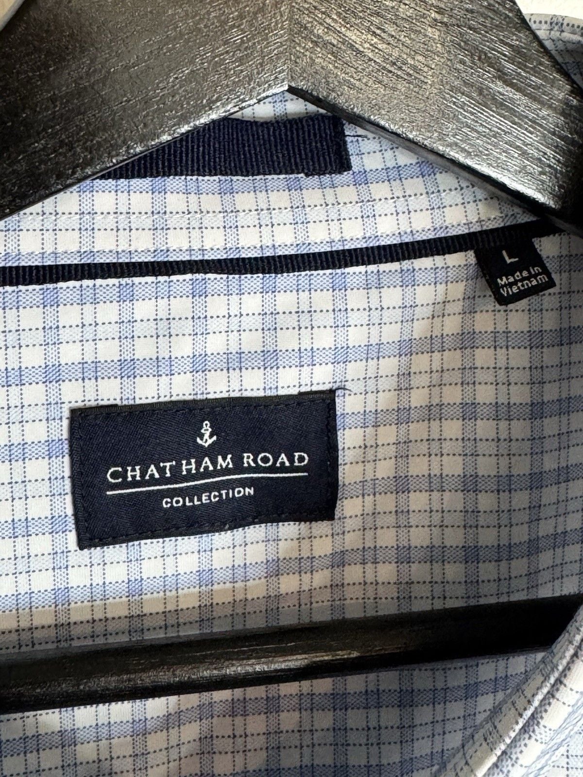 Chatham Road Shirt Mens Large Blue Plaid Stretch Performance Button Up Casual 3