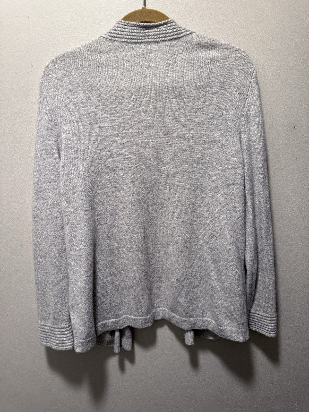 Charter Club 100% Cashmere Gray Open Front Ribbed Cardigan Luxury XL 3