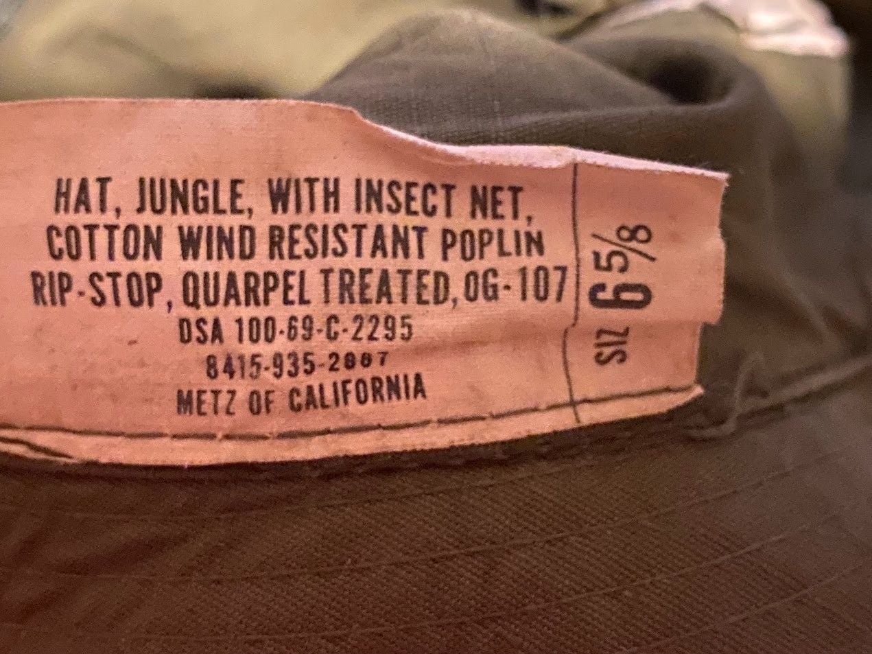 ORIGINAL VIETNAM WAR US ARMY INFANTRY OD SUMMER BOONIE FIELD HAT-6 5/8, 1969 2