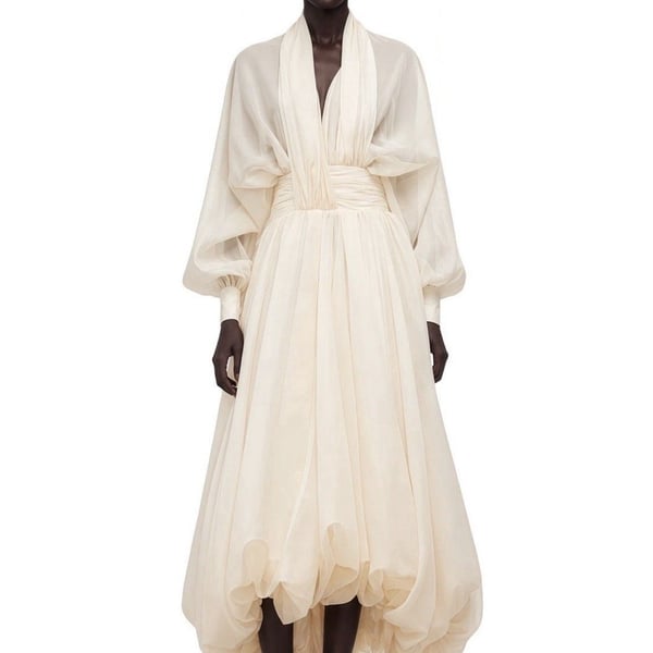 Riley Cream White Draped Tulle Maxi Dress Women's Size Small New with Tags