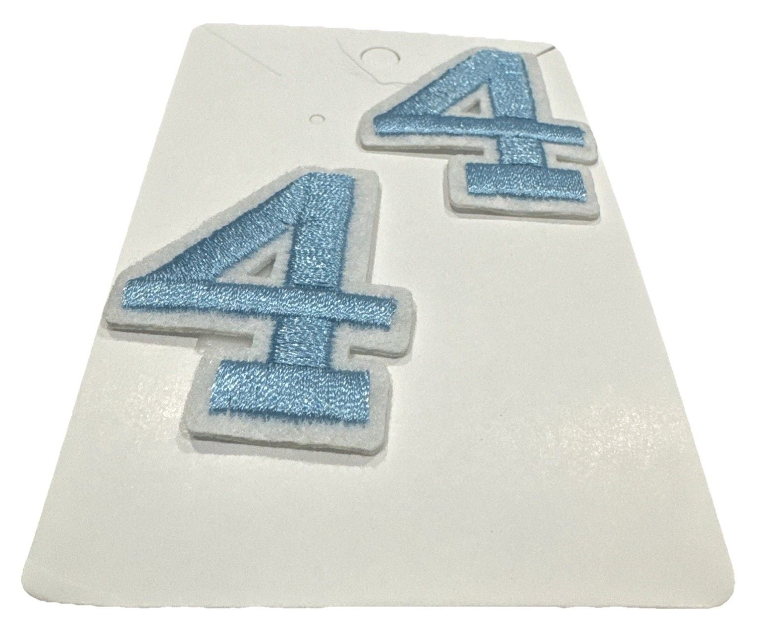 Embroidered Iron on Patch Set Numbers 0-8 Baby Blue & White 1 1/2 Inch x 1 Inch 4