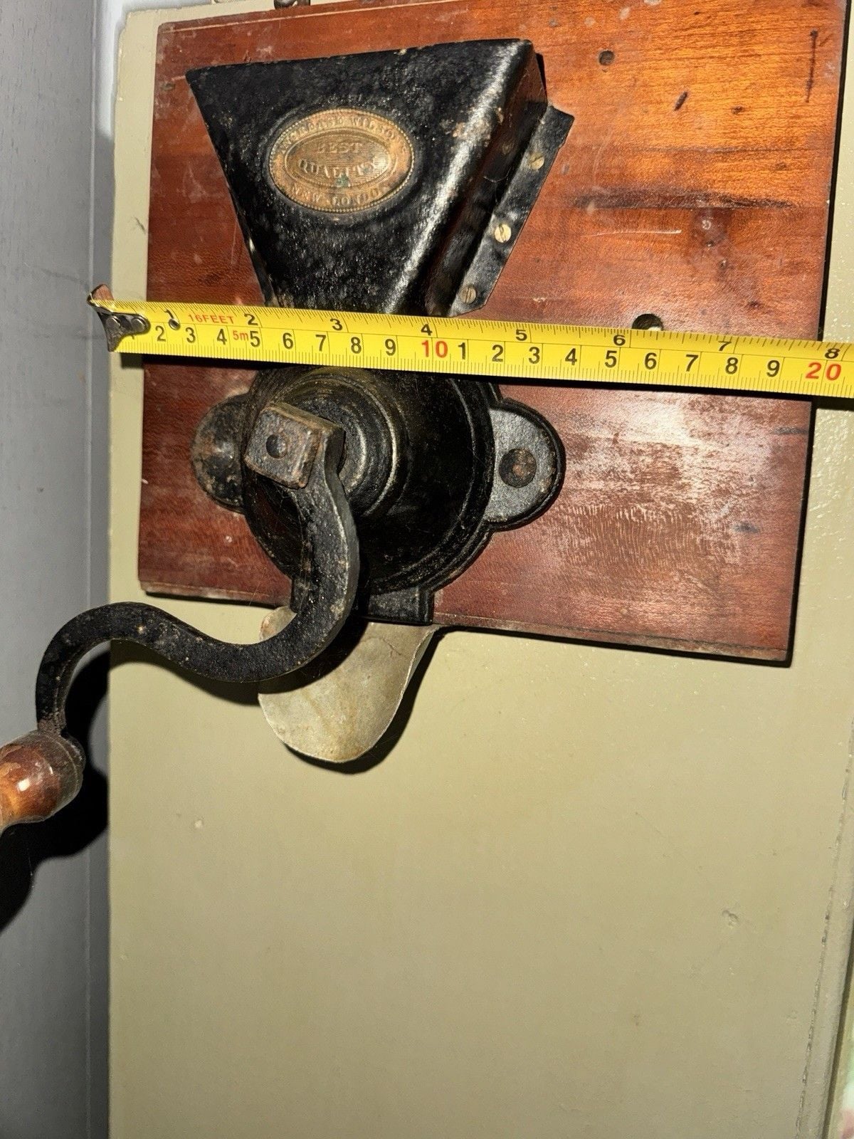 Antique Increase Wilson Wall Mount Cast Iron Coffee Grinder New London 4