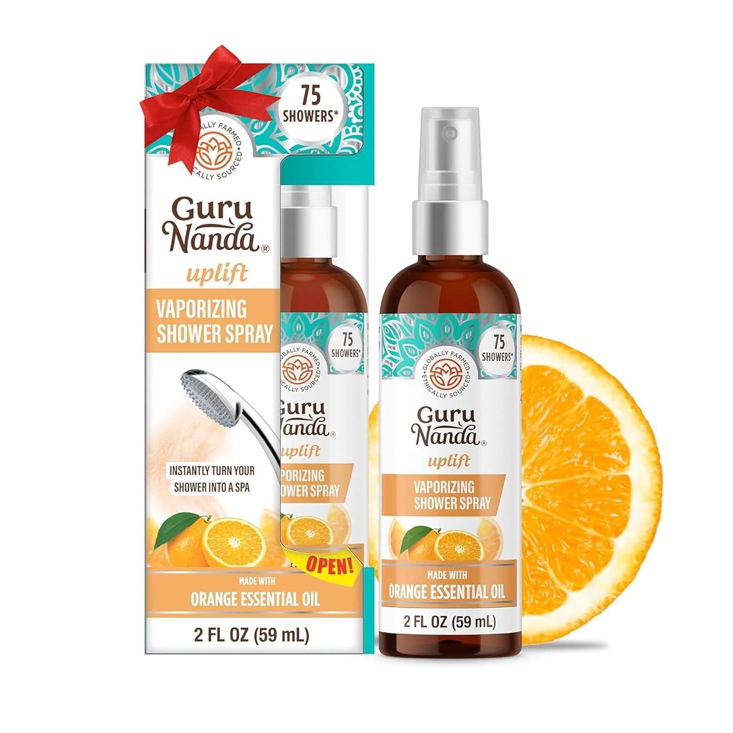 Guru Nanda Uplift Vaporizing Shower Spray with Orange Essential Oil - 2 fl oz 1
