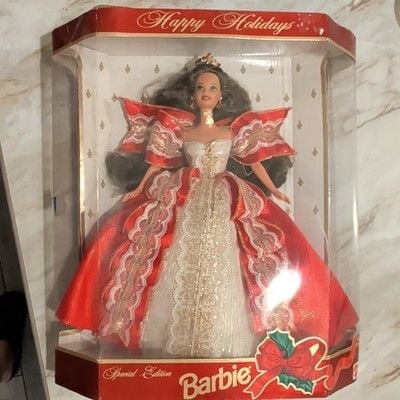 Barbie Happy Holidays Doll 1997 Brunette, Special 10th Anniversary Edition 1