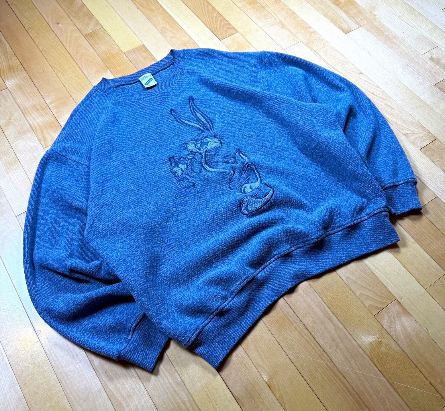 Vintage 90s Bugs Bunny Sweatshirt Mens L Warner Bros Studio Store Embroidered 1