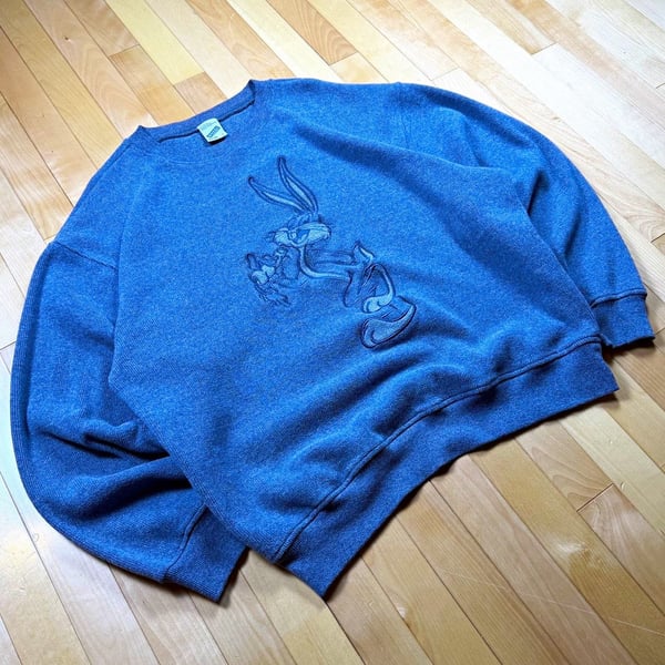 Vintage 90s Bugs Bunny Sweatshirt Mens L Warner Bros Studio Store Embroidered 