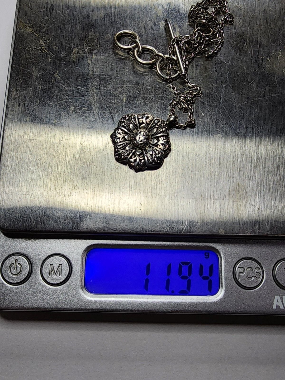 Lois Hill Sterling Silver 925 Flower Pendant 17" Toggle Necklace 5