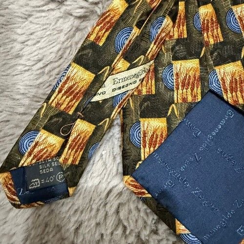 Ermenegildo Zegna Vintage Mens Tie 100% SILK 90's YELLOW Flower 4
