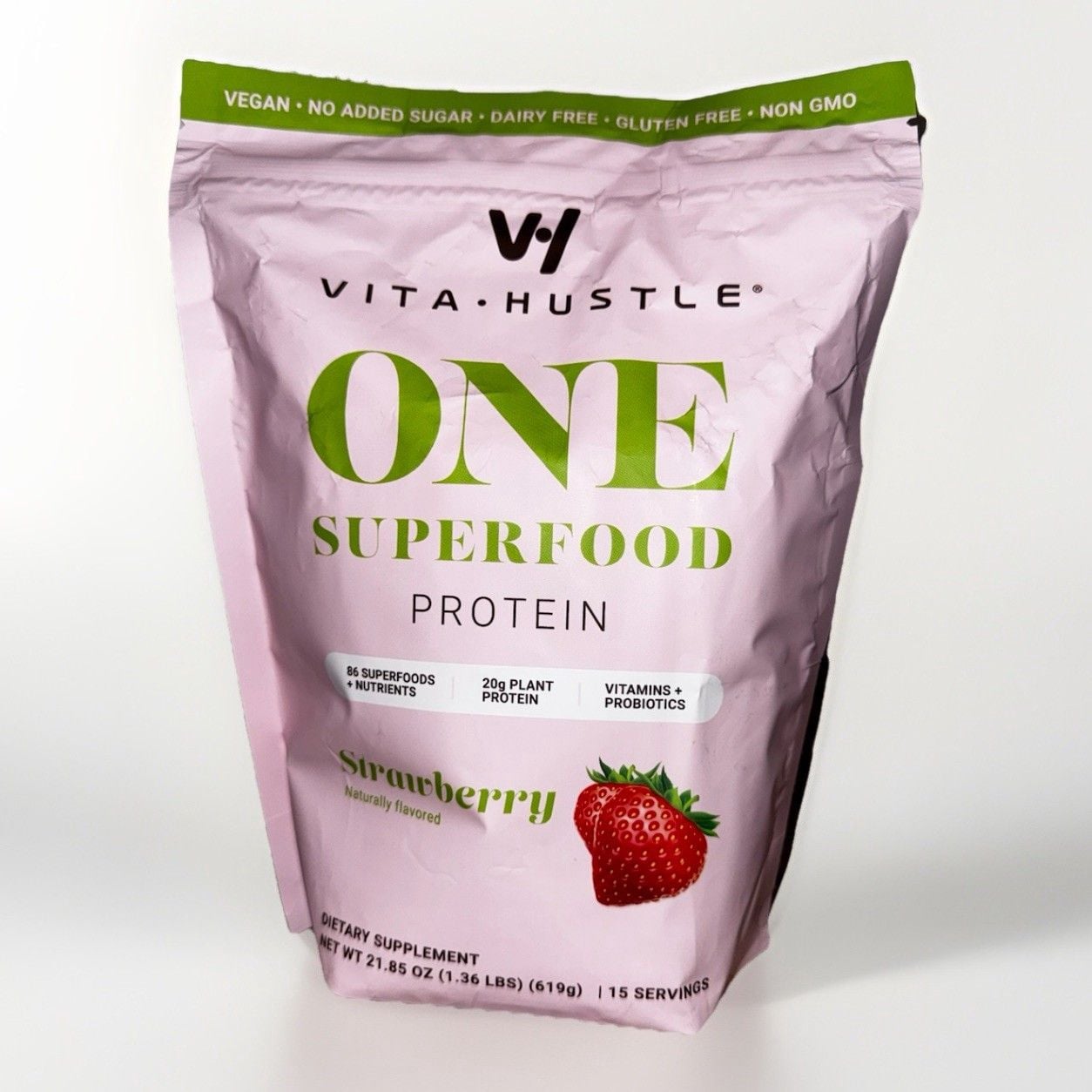 VitaHustle ONE Vegan Protein Powder Strawberry Flavor 1