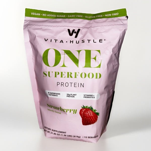 VitaHustle ONE Vegan Protein Powder Strawberry Flavor