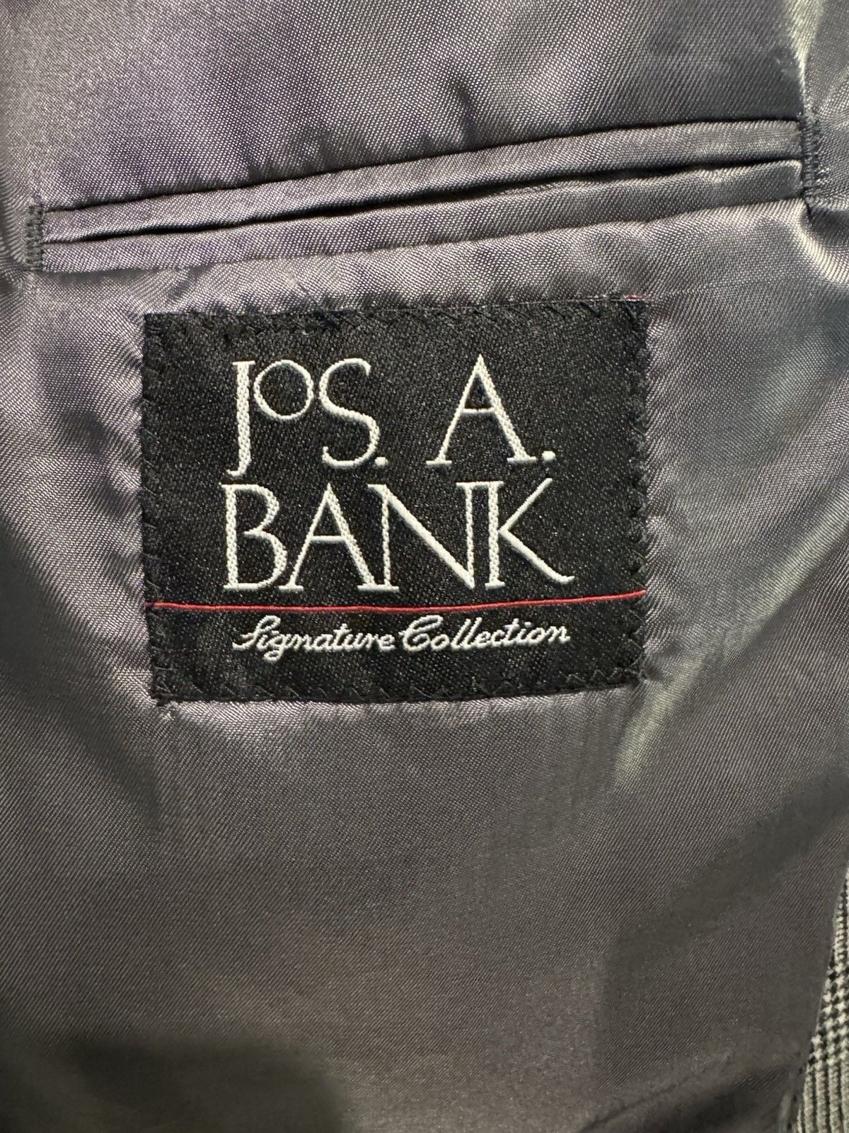 Jos A Bank Mens Gray Plaid 2 Piece Suit 100% Wool 42R 34x30 Signature Collection 6