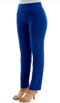 Zac & Rachel Women's Millennium Fabric - Slim Leg Pull-On Pant Blue- Size 14PS 4