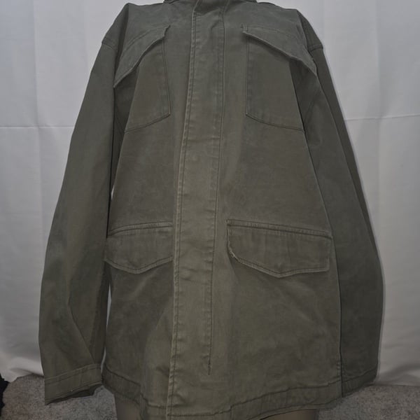 GEORGE ARMY GREEN UTILITY JACKET FULL ZIP Zip POCKETS HOOD WORK WEAR OUTDOORS LG