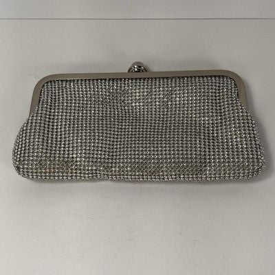 Silver Rhinestone Shimmer Sparkle Clutch Evening Bag With Long Chain Strap 7
