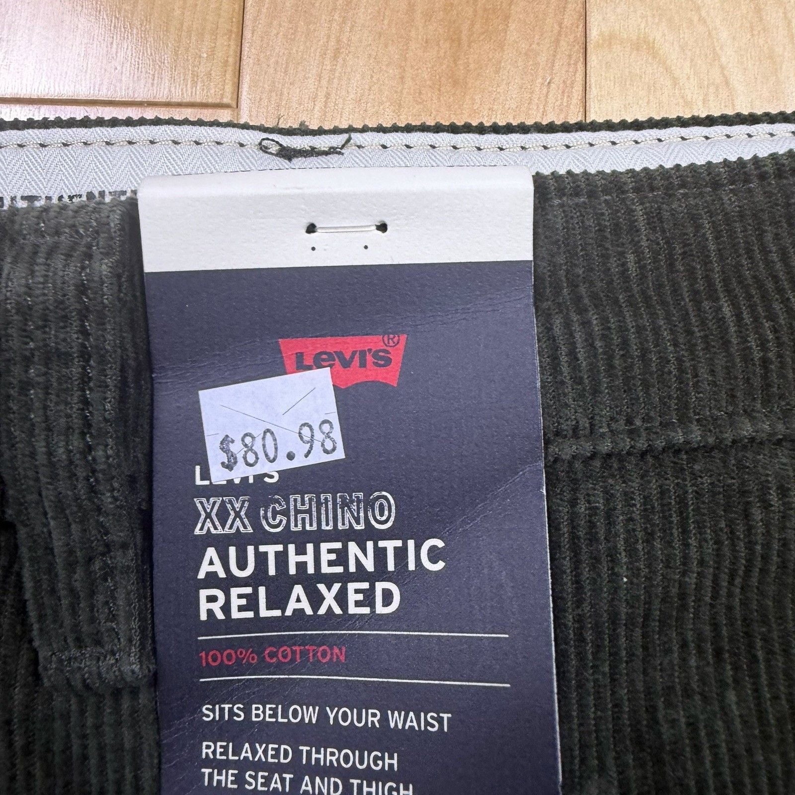 Levi's XX Chino Authentic Relaxed Corduroy Pants Green Men's 38x30 Straight 6
