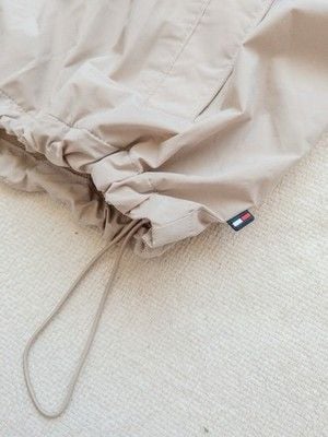 Tommy Hilfiger Windbreaker Jacket Mens Large Beige Hooded Full Zip Mesh Lined L 4