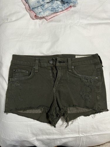 Rag & Bone for Intermix 24 Stretch denim low rise shorts 2 in inseam Army Green 11