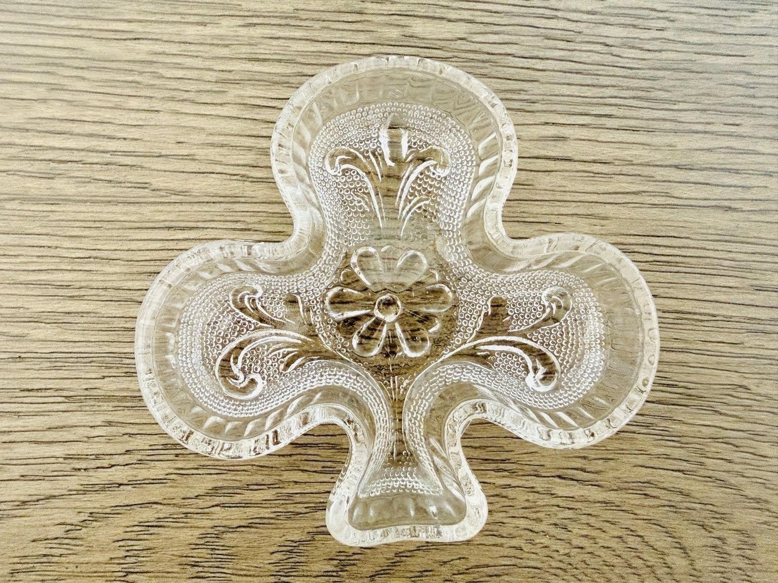 Vintage Indiana Glass Clear Spade Club Trinket Tray Card Suit Bridge Ashtray 3