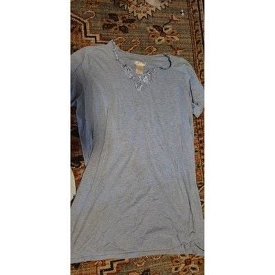 Secret Treasures Nightgown Set Blue Lace V-Neck & Mint Floral Embroidered L/XL 2