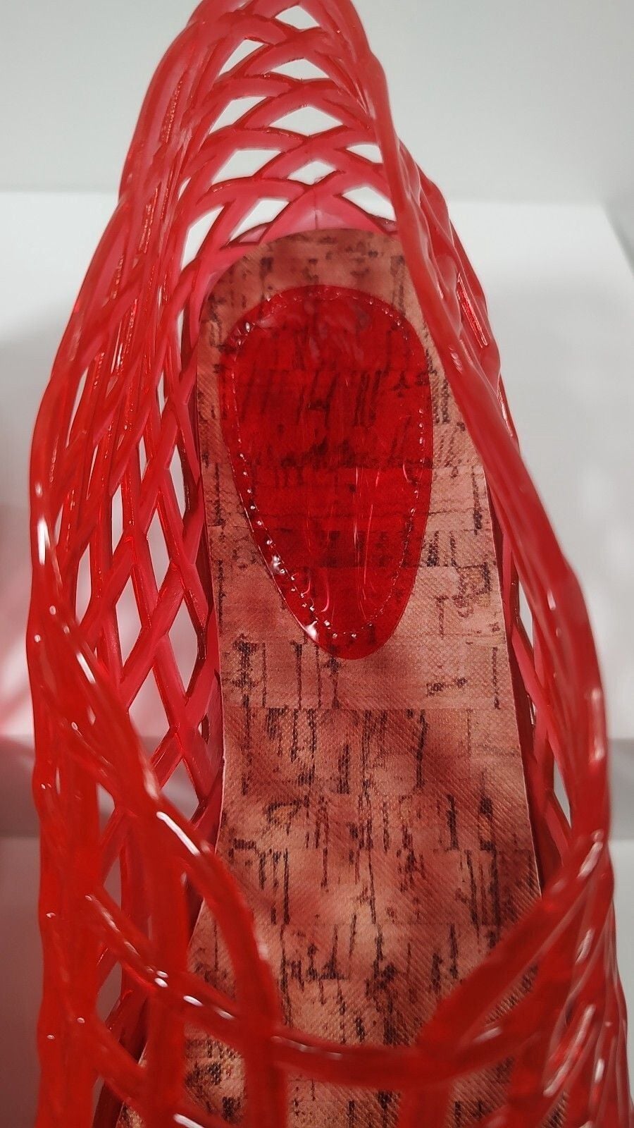 Red Transparent Lattice Flat Slip-On Shoes 7