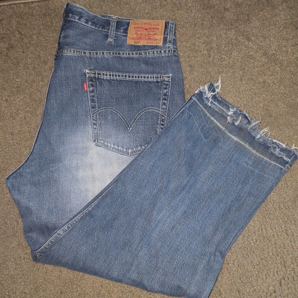Vintage Levis 569 Denim Jeans Mens 40x30 Loose Straight Made in USA Y2K 2003 8