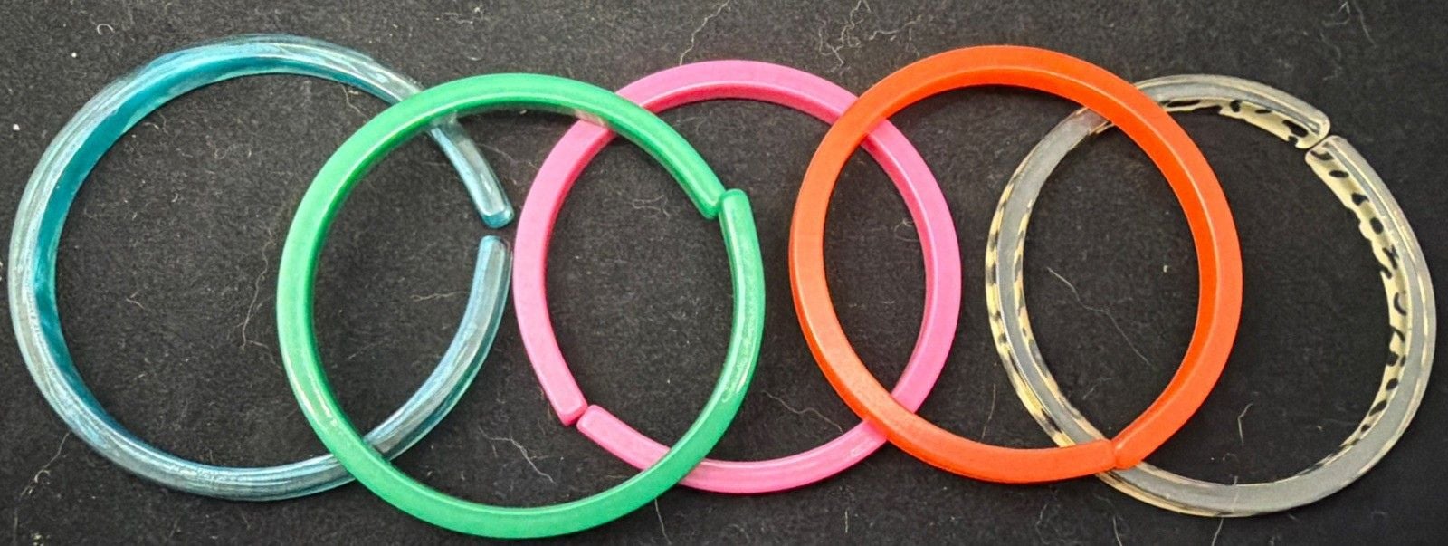 Vtg Acrylic Lucite Hoop Bracelet Stack Lot 5 Tortoises Pink Orange Green Blue 3