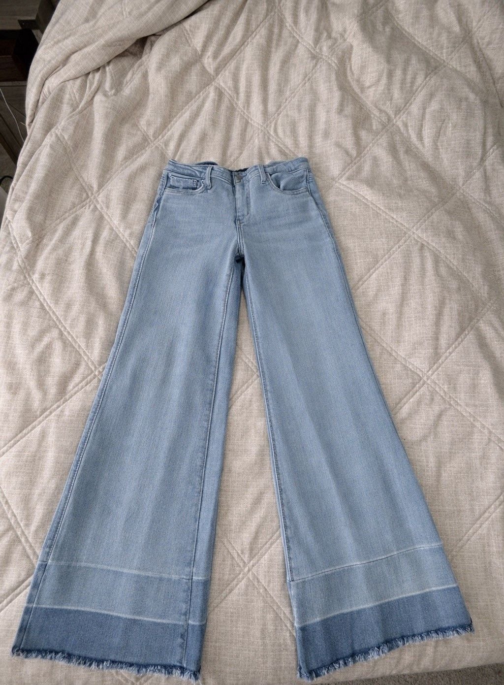 Mia Frayed Shadow Hem Wide Leg Palazzo Jeans NYDJ , size 8 7