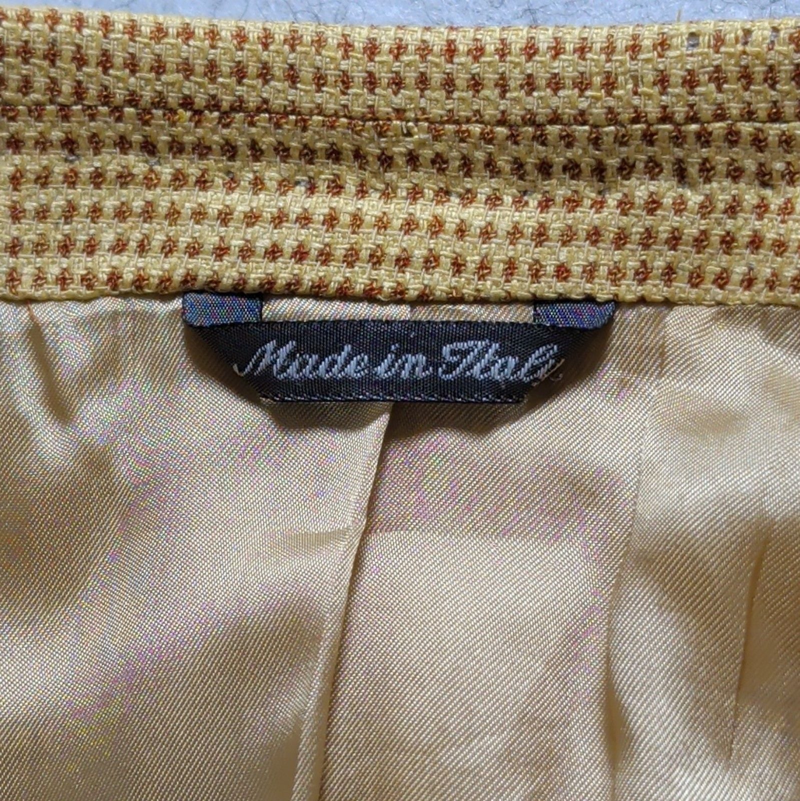Zanella Sport Coat 42 R Silk Wool Blazer Made in Italy Yellow Houndstooth Check 9