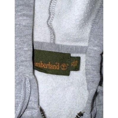 Timberland Full Zip Hoodie MensXL Gray Graphic Logo Sweatshirt Gorpcore Workwear 3