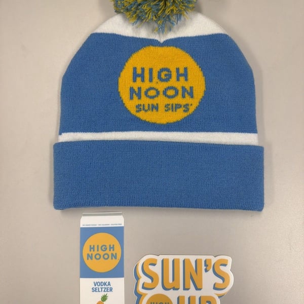 High Noon Sunsips Seltzer Vodka Beanie Hat & Decals New Without Tags